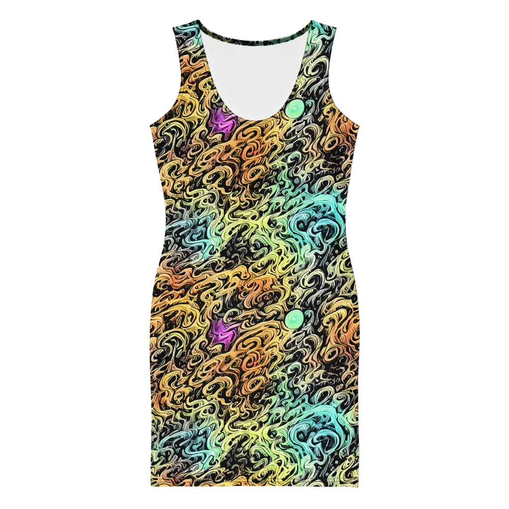 Blacklight Flux on Bodycon Dress — Front