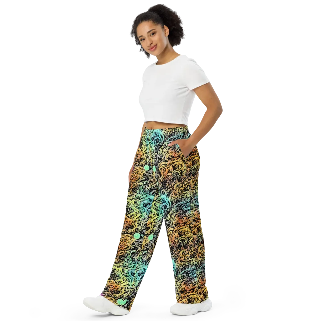 Blacklight Flux on Wide-Leg Pants — Left Front