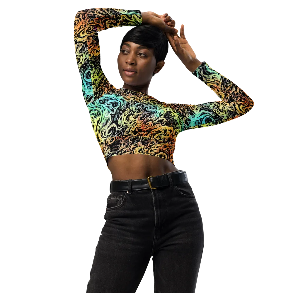 Blacklight Flux on Long Sleeve Crop Top — Front
