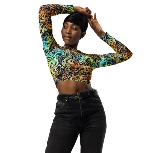 Blacklight Flux on a Long Sleeve Crop Top