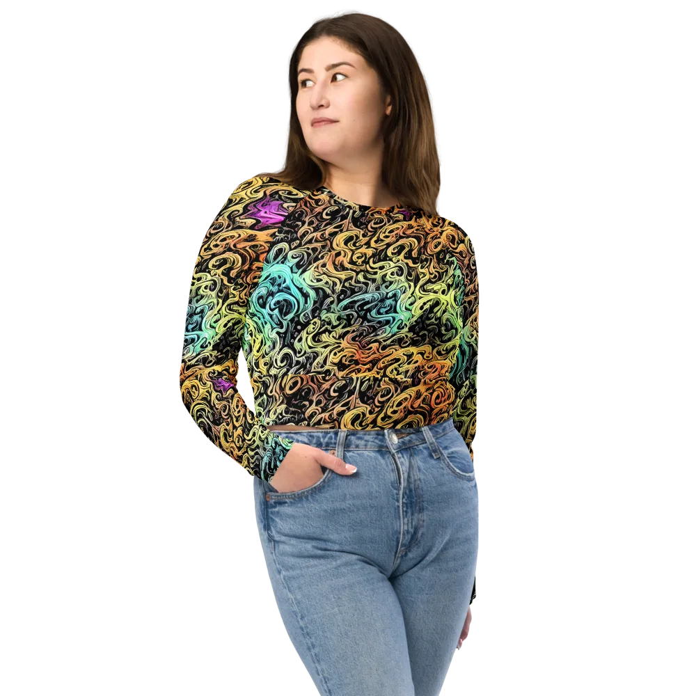 Blacklight Flux on Long Sleeve Crop Top — Front