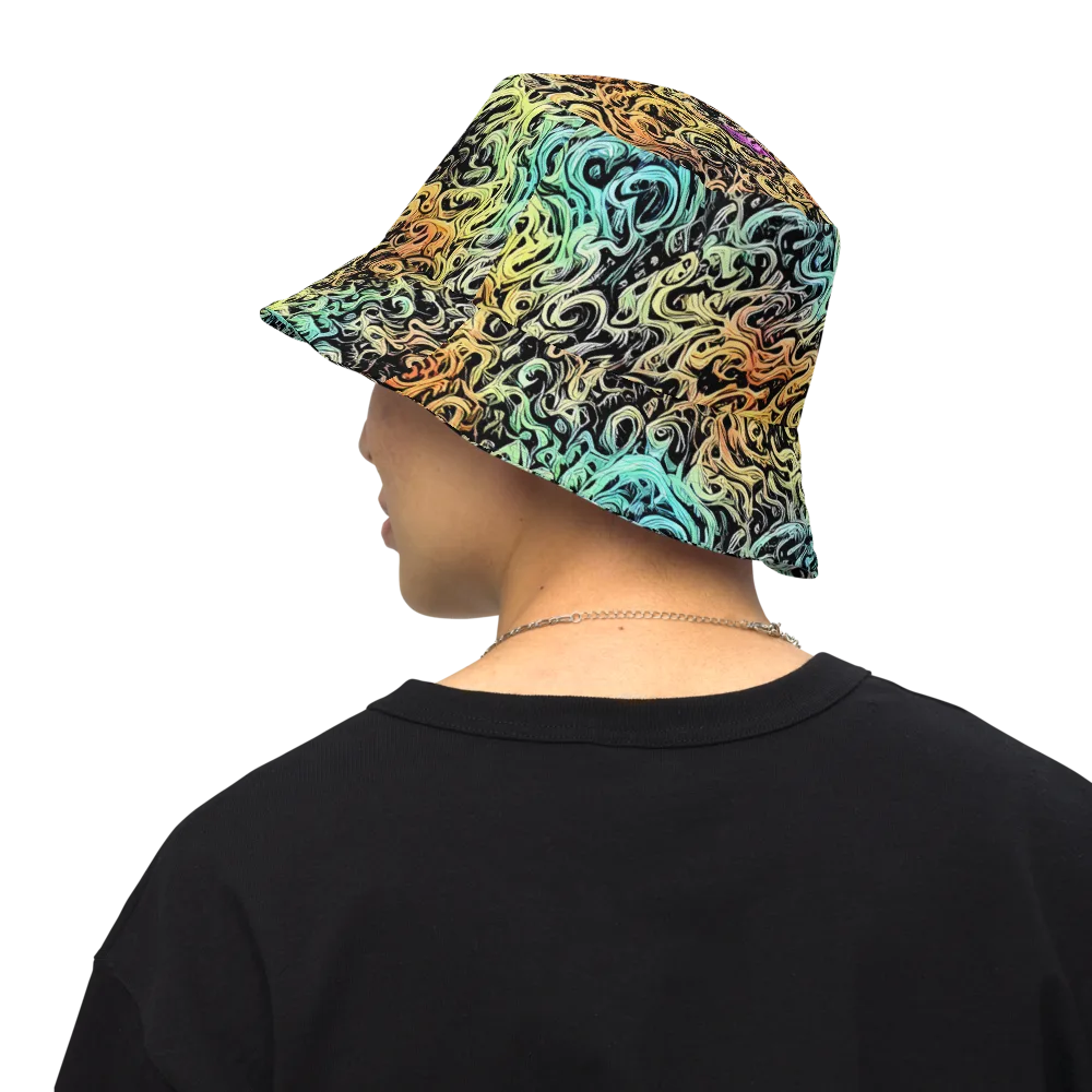 Blacklight Flux on Reversible Bucket Hat — Back Inside