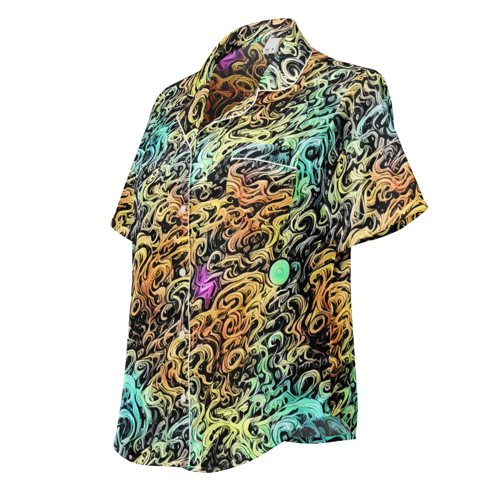 Blacklight Flux on Women's Short Sleeve Pajama Top — Left Front