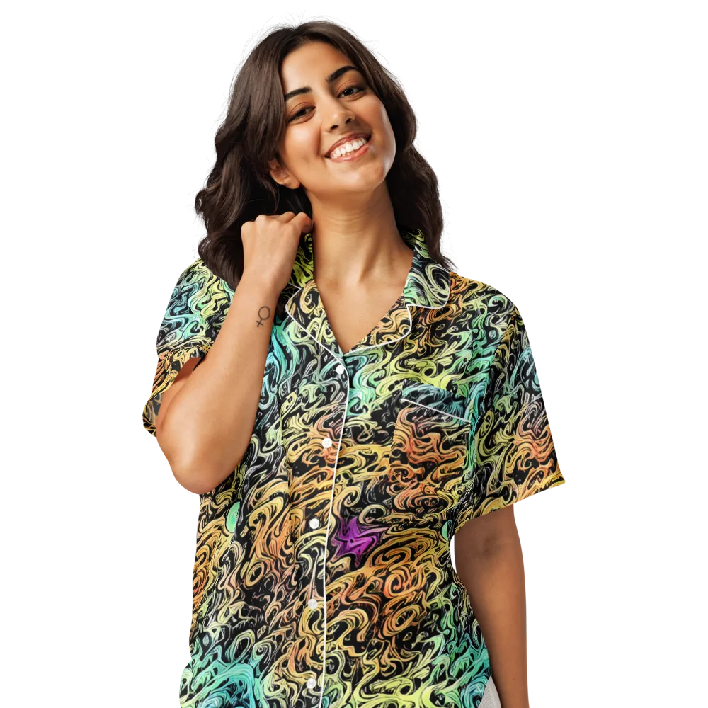 Blacklight Flux on Women's Short Sleeve Pajama Top — Front