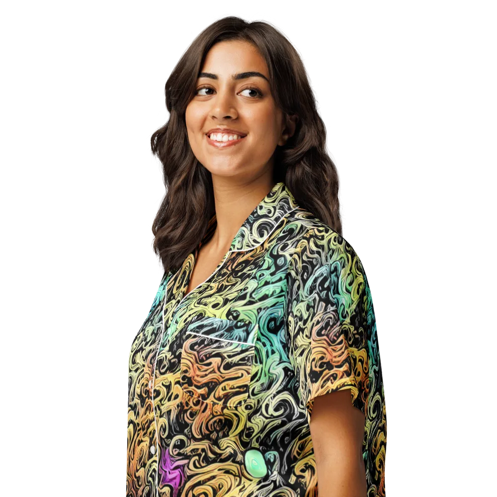 Blacklight Flux on Women's Short Sleeve Pajama Top — Left Front