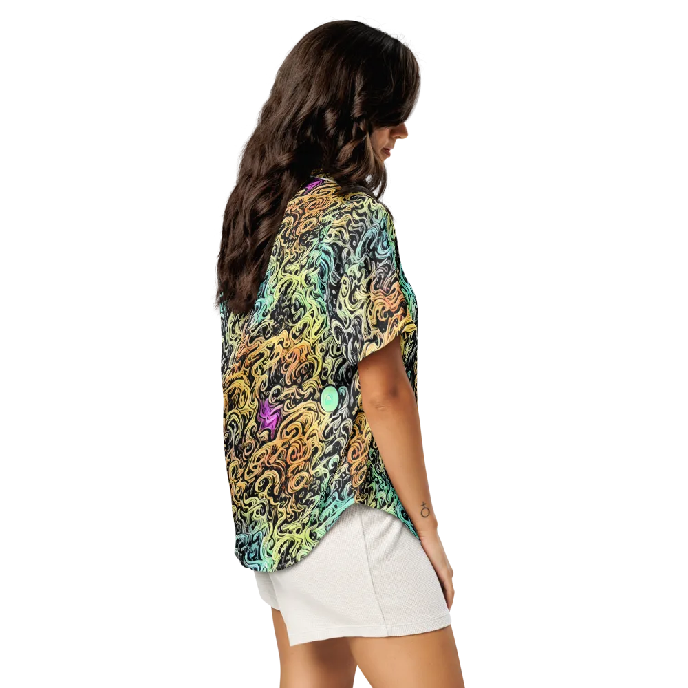 Blacklight Flux on Women's Short Sleeve Pajama Top — Right Back