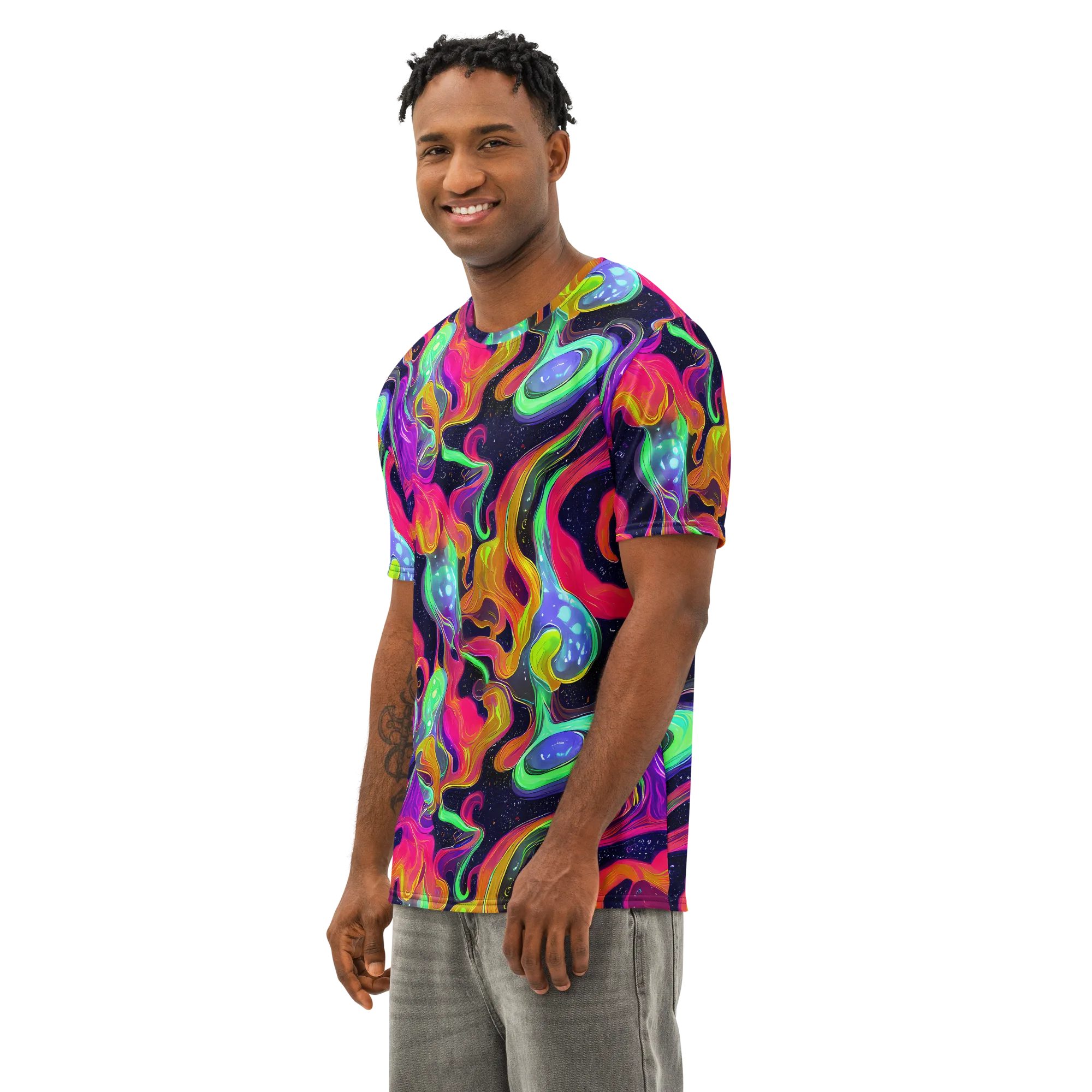 Infinite Daydream on Men's Cotton Crew Neck T-Shirt — Left Front
