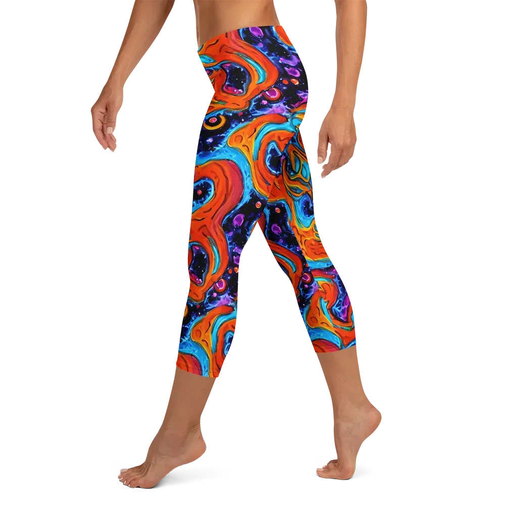 Sonic Lava on Capri Leggings — Left
