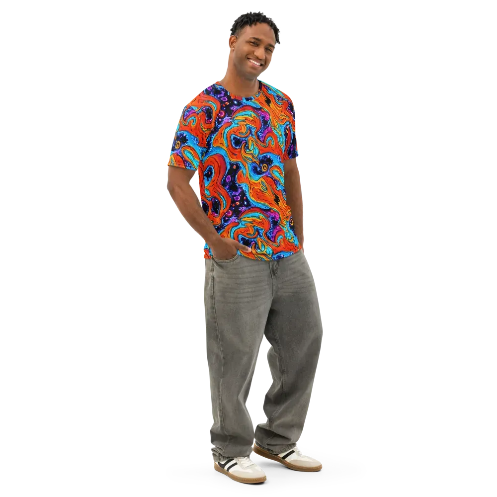 Sonic Lava on Men's Cotton Crew Neck T-Shirt — Right Front
