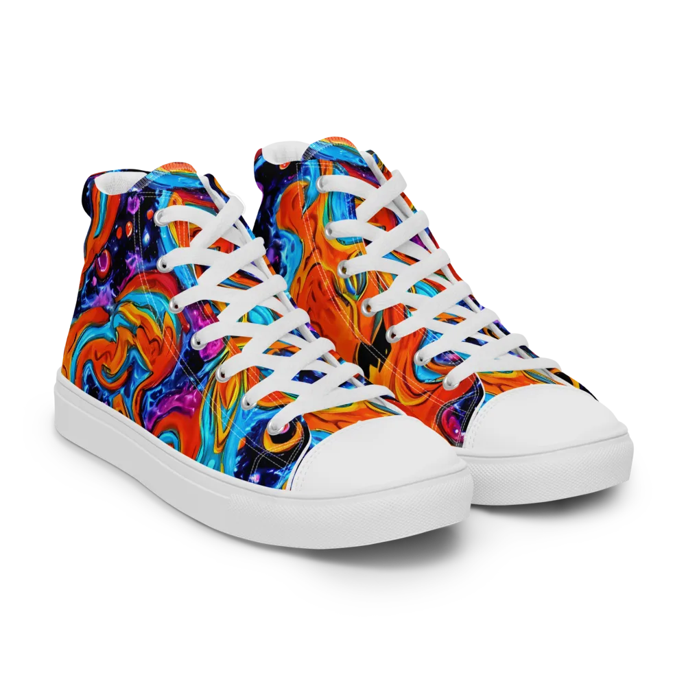 Sonic Lava on Men's High Top Canvas Shoes — Right Front