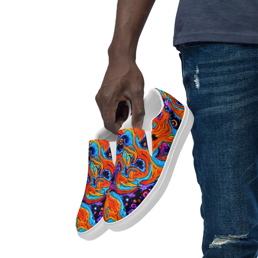 Sonic Lava on Men's Slip-On Canvas Shoes — Left Front