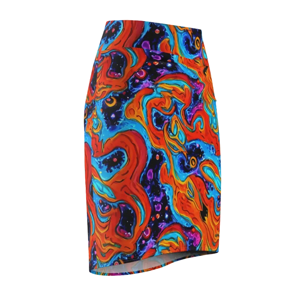 Sonic Lava on Pencil Skirt — Front Side