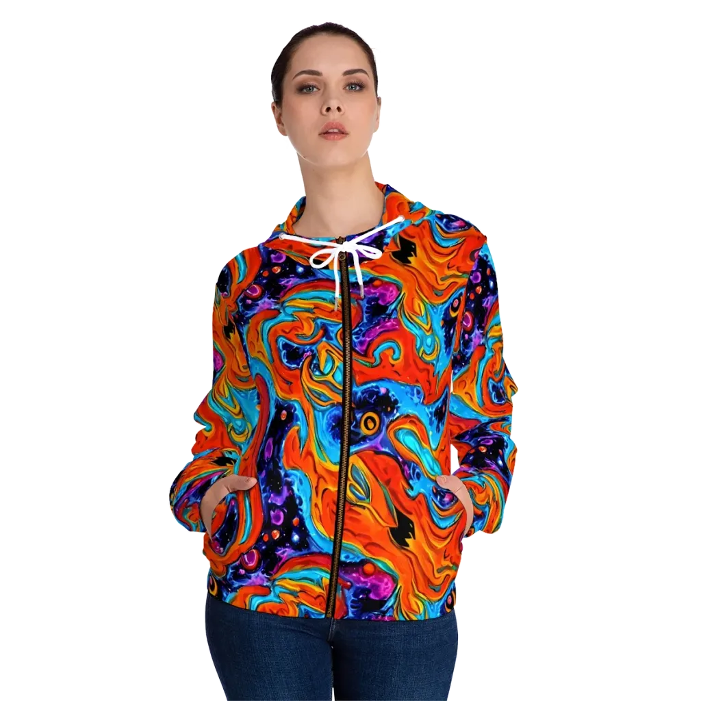 Sonic Lava on Women's Full-Zip Hoodie — Front On Person