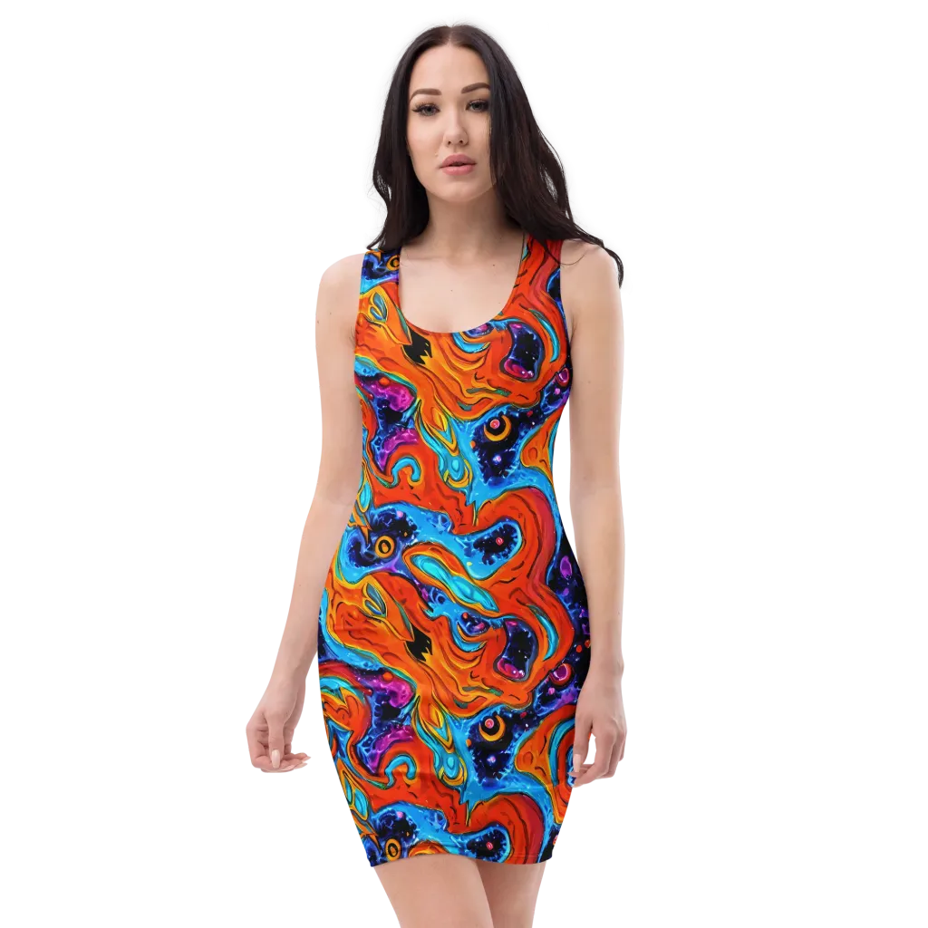 Sonic Lava on Bodycon Dress — Front