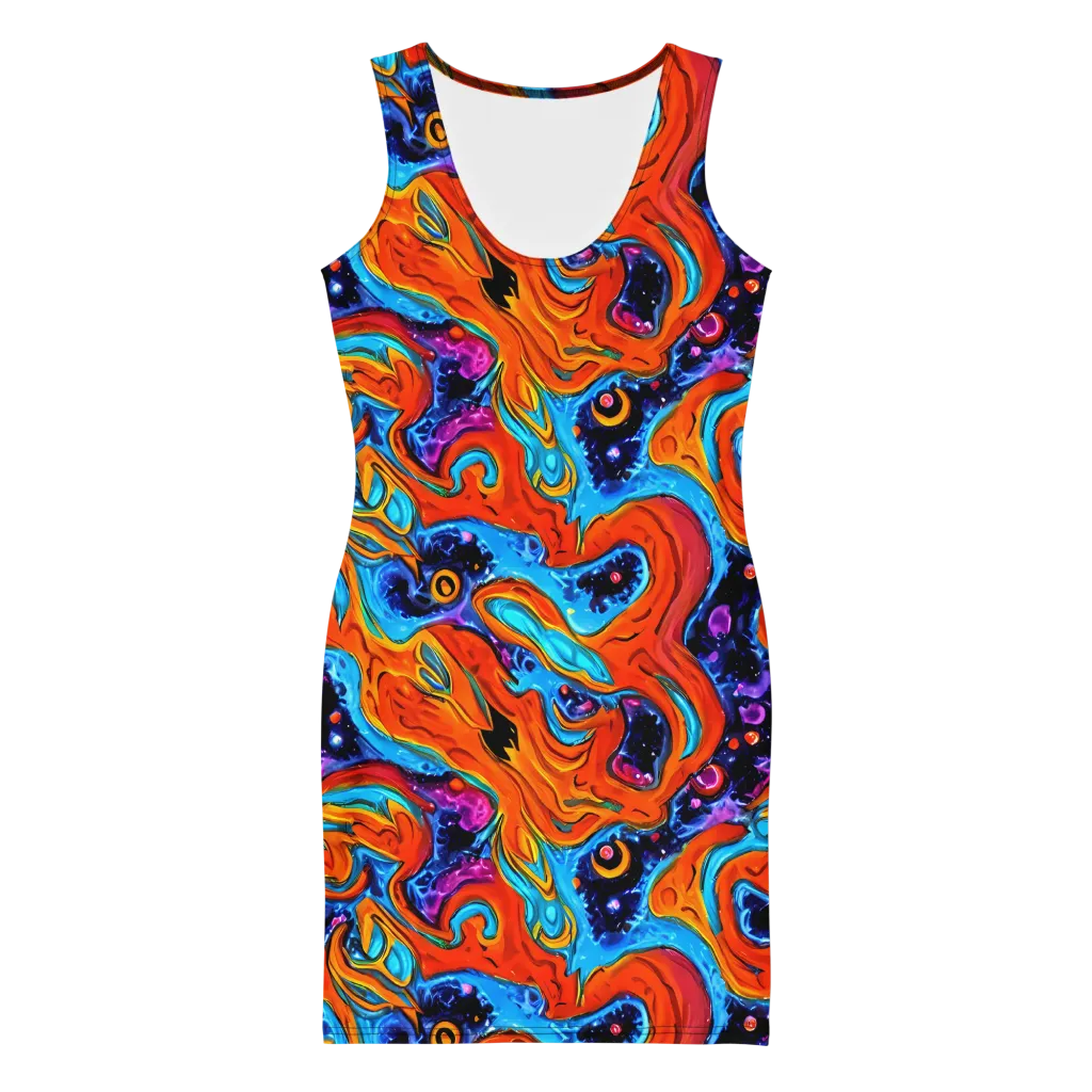 Sonic Lava on Bodycon Dress — Front