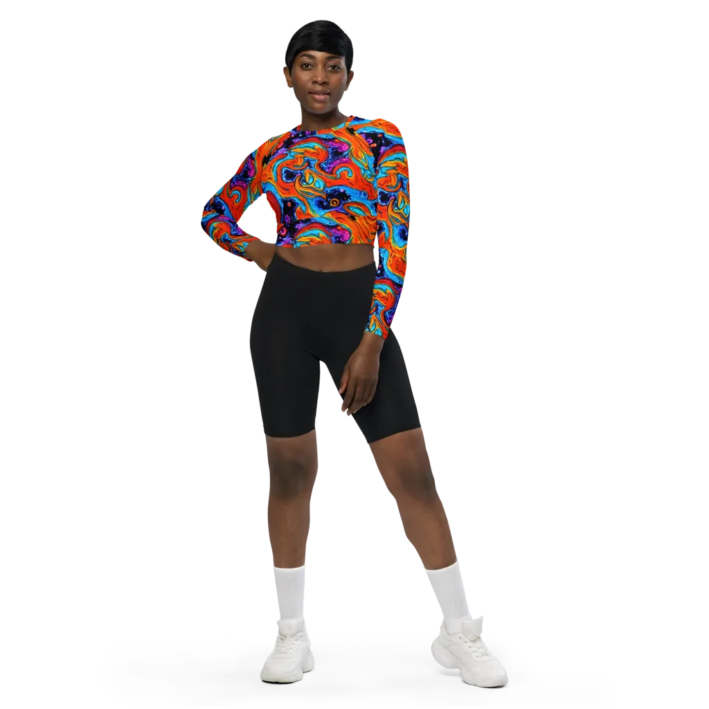 Sonic Lava on Long Sleeve Crop Top — Front