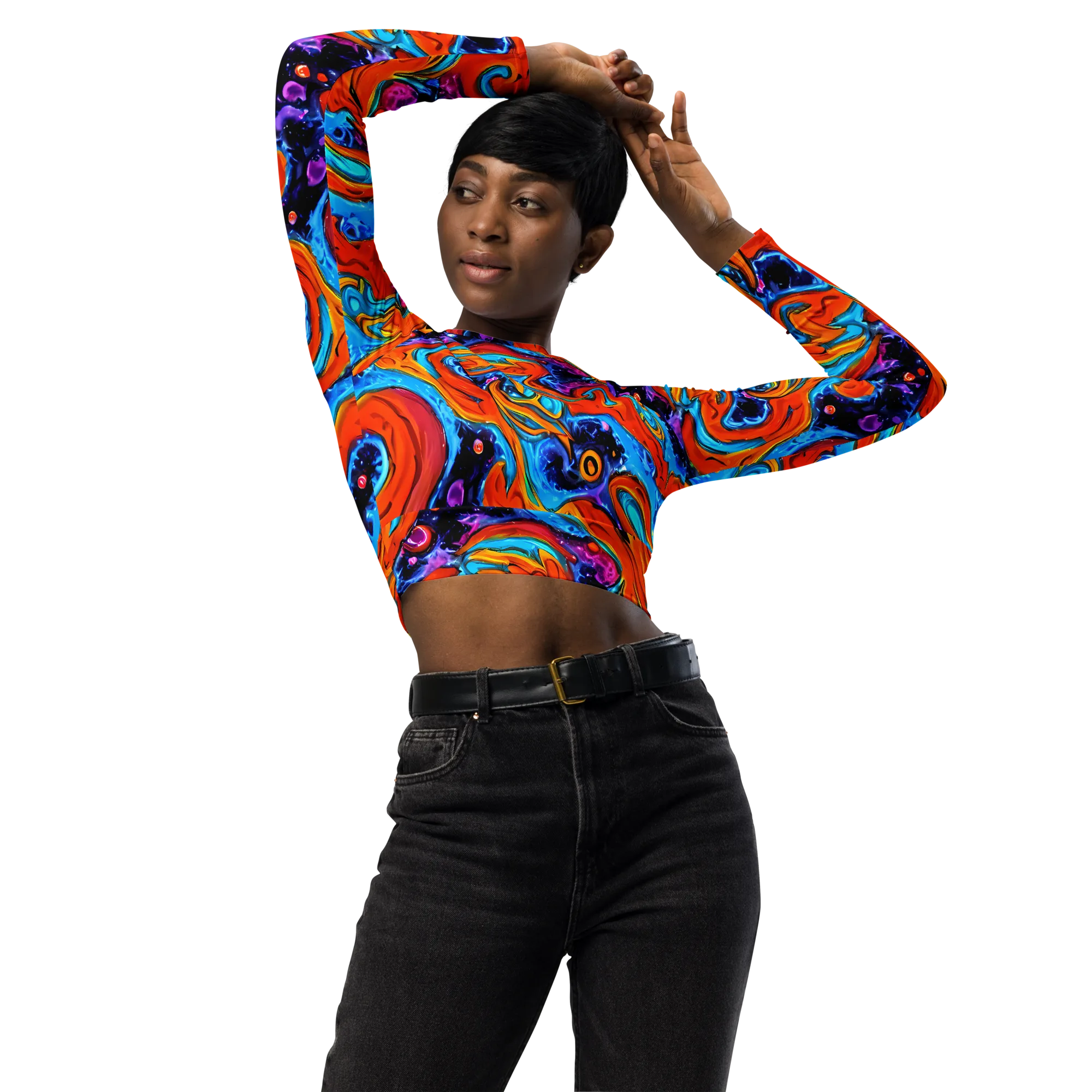 Sonic Lava on Long Sleeve Crop Top — Front