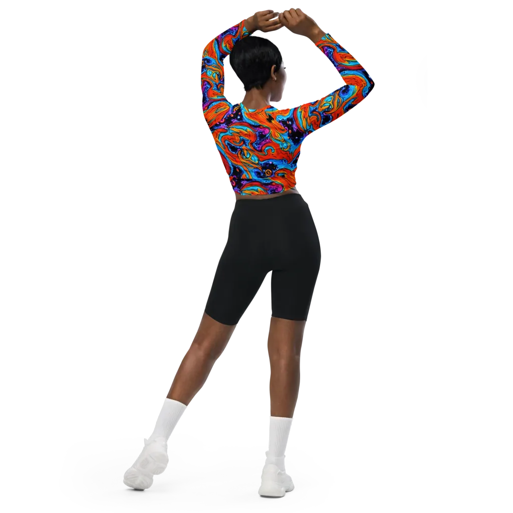 Sonic Lava on Long Sleeve Crop Top — Back