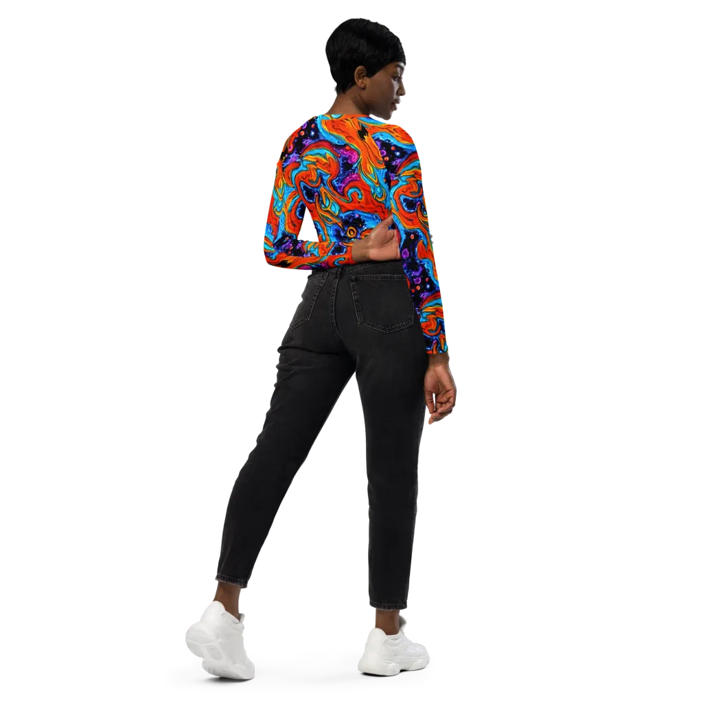 Sonic Lava on Long Sleeve Crop Top — Right Back