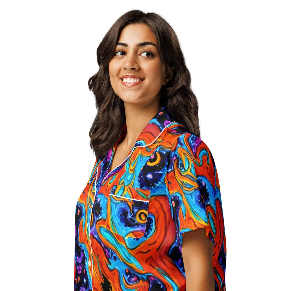 Sonic Lava on Women's Short Sleeve Pajama Top — Left Front