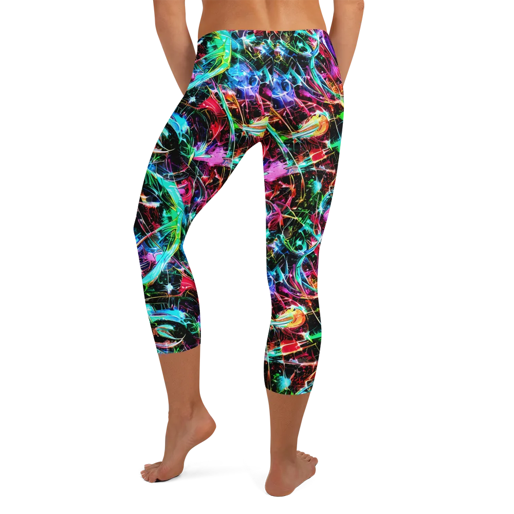 Futuristic Fever on Capri Leggings — Back