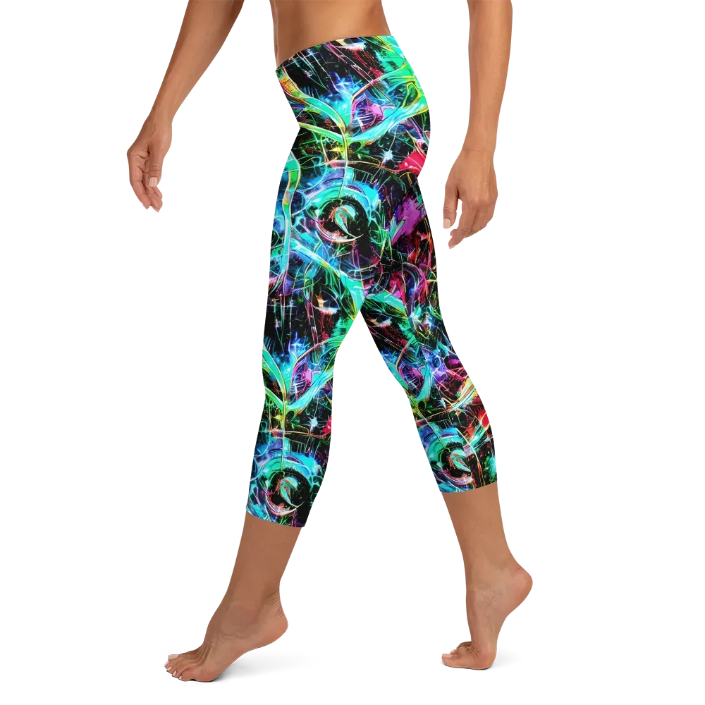 Futuristic Fever on Capri Leggings — Left