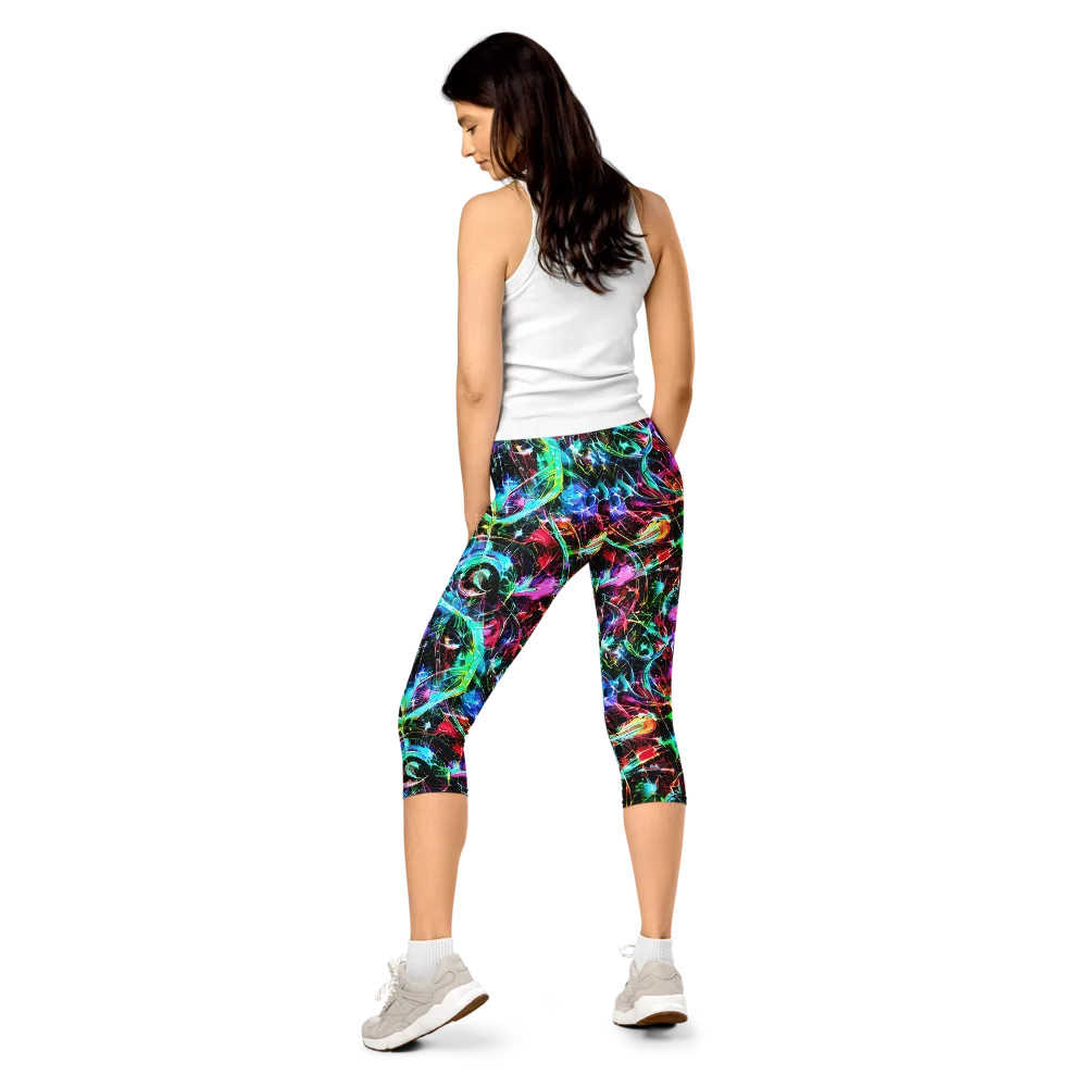 Futuristic Fever on Capri Leggings — Back