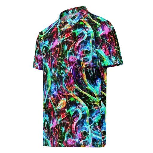 Futuristic Fever on a Men's Slim Fit Polo Shirt