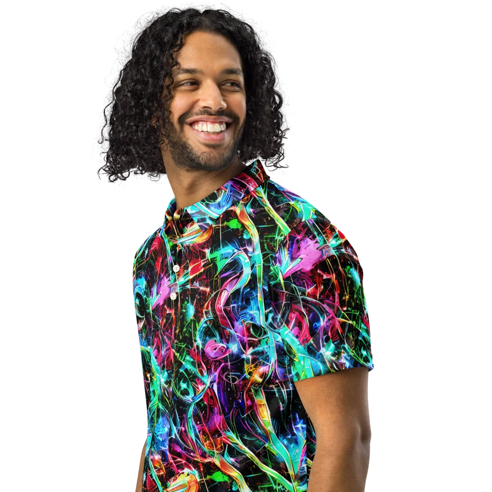 Futuristic Fever on Men's Slim Fit Polo Shirt — Left Front