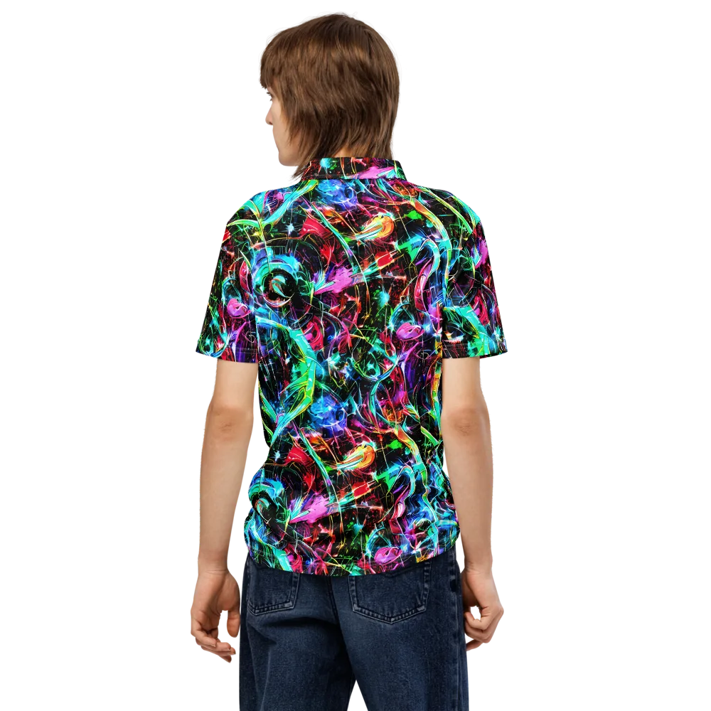 Futuristic Fever on Men's Slim Fit Polo Shirt — Back