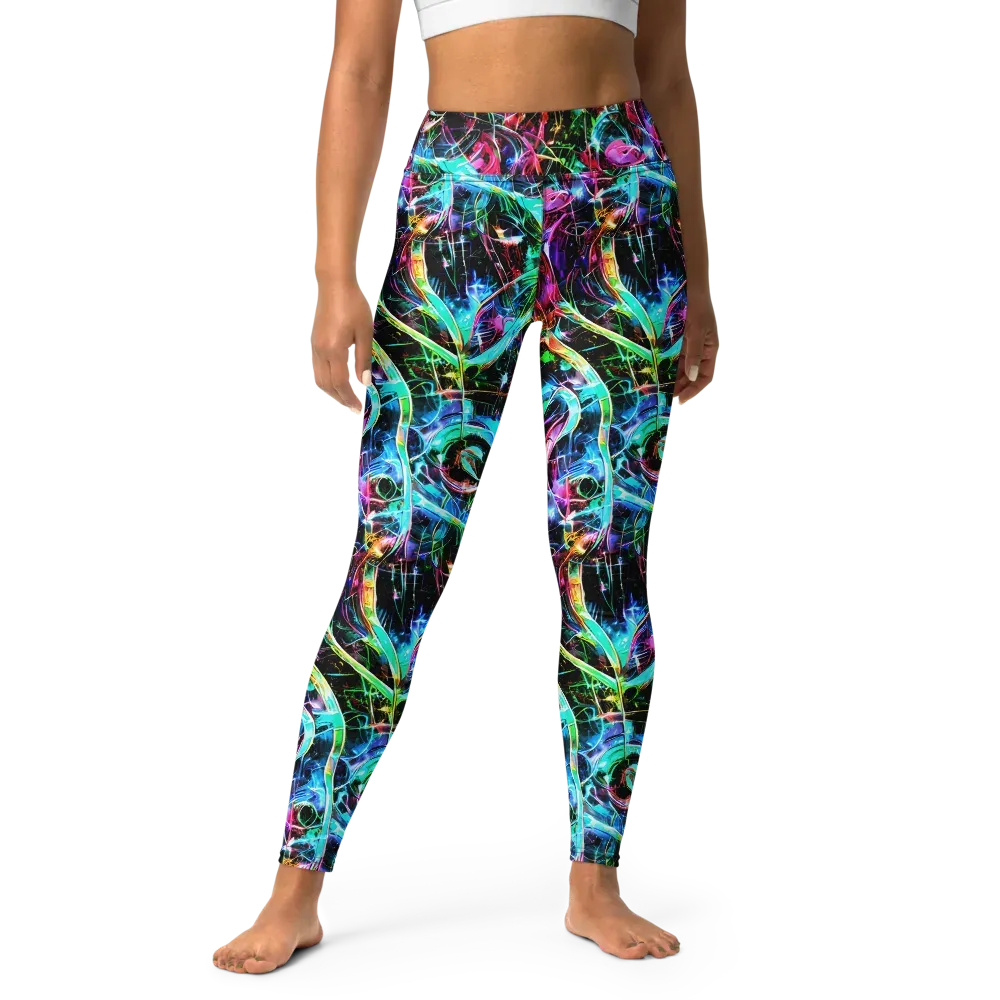Futuristic Fever on Yoga Leggings — Front