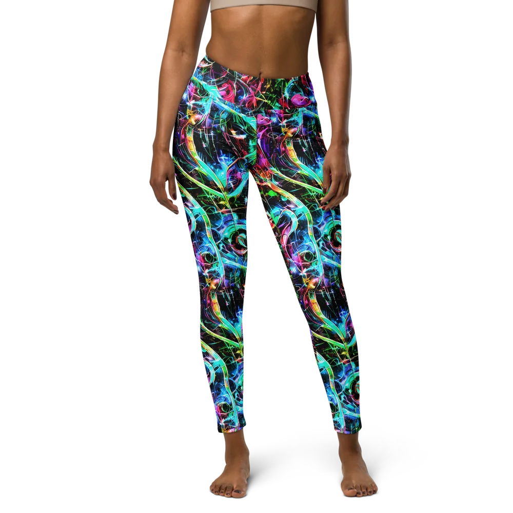Futuristic Fever on Yoga Leggings — Front