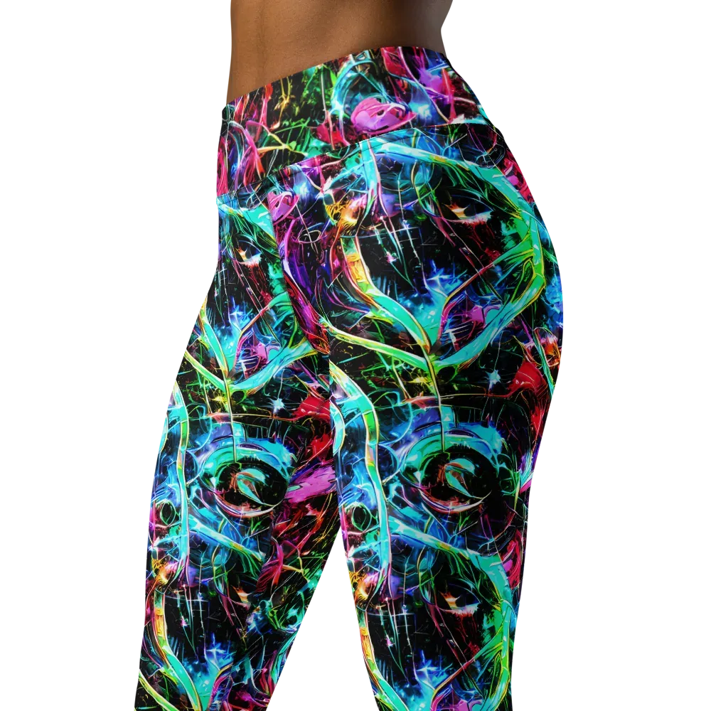 Futuristic Fever on Yoga Leggings — Left Front