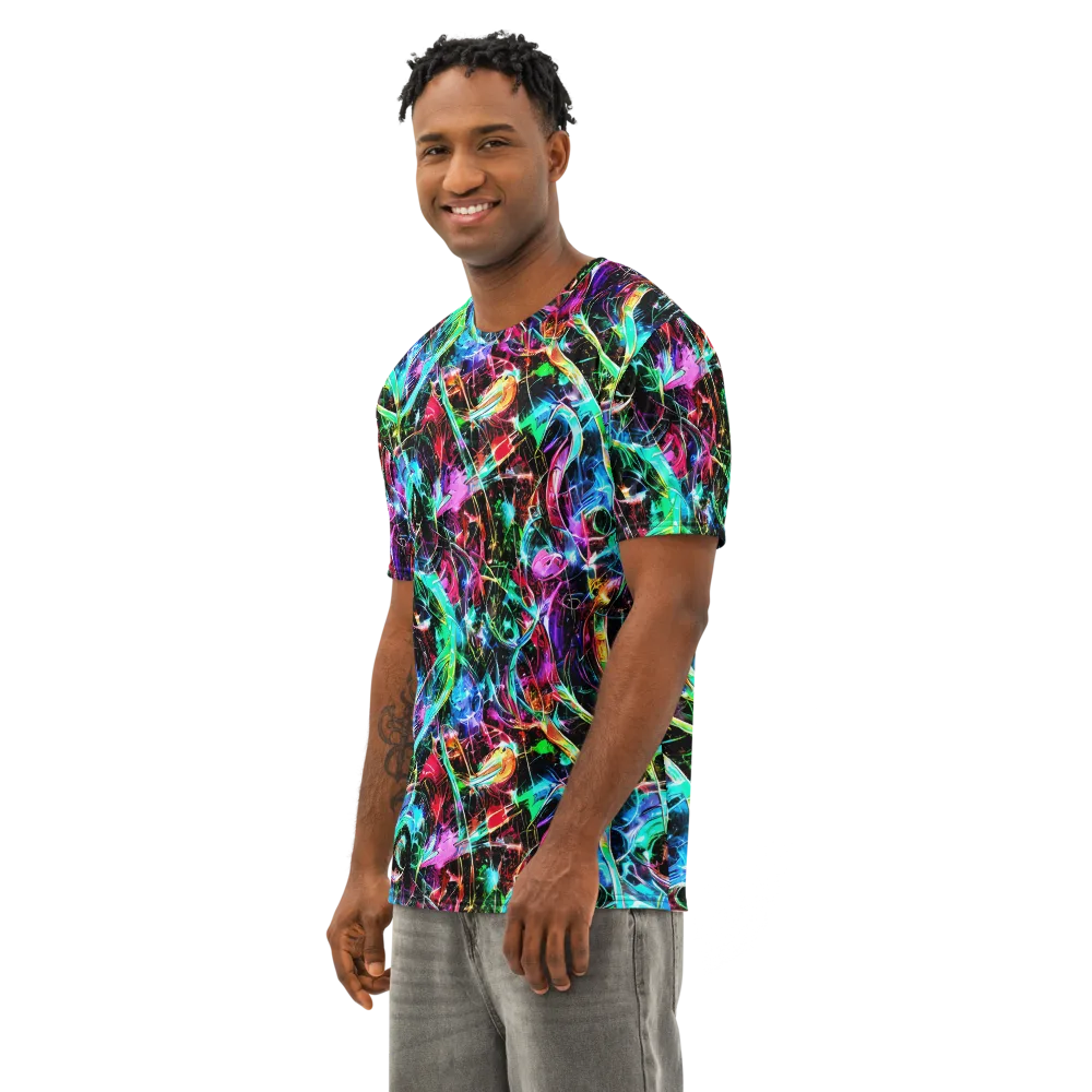 Futuristic Fever on Men's Cotton Crew Neck T-Shirt — Left Front