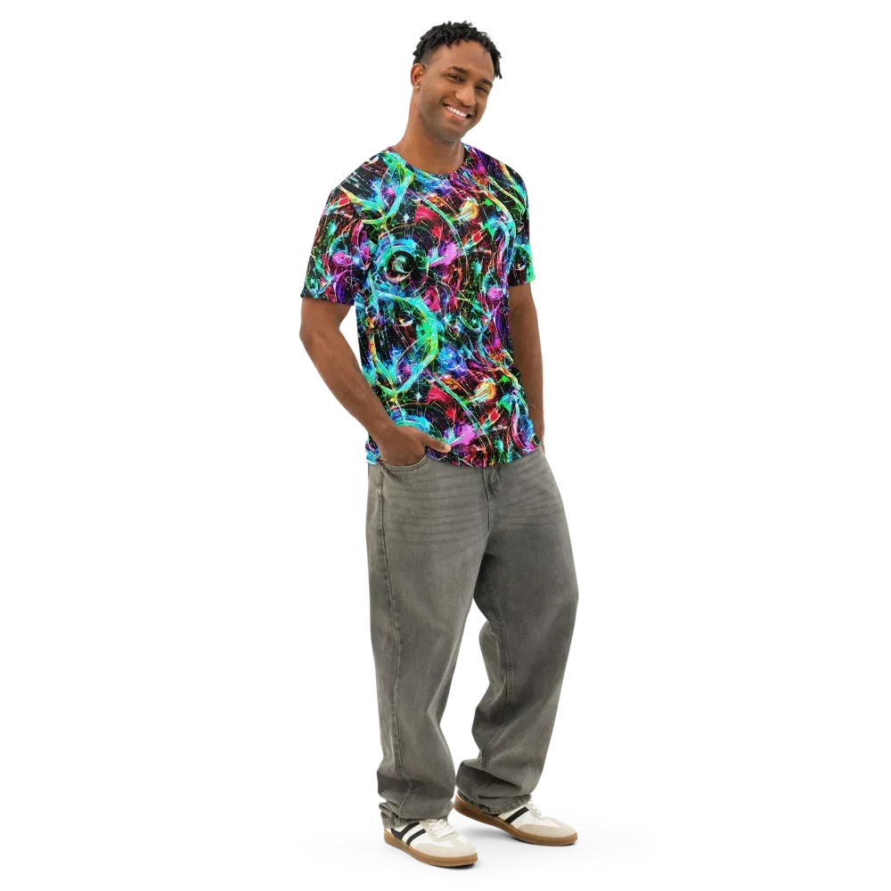 Futuristic Fever on Men's Cotton Crew Neck T-Shirt — Right Front