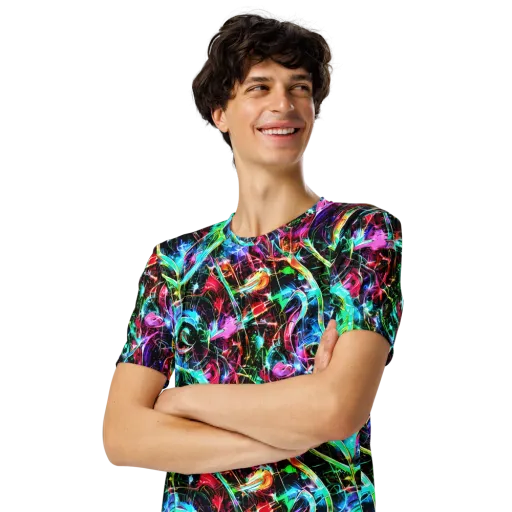 Futuristic Fever on a Men's Crew Neck T-Shirt