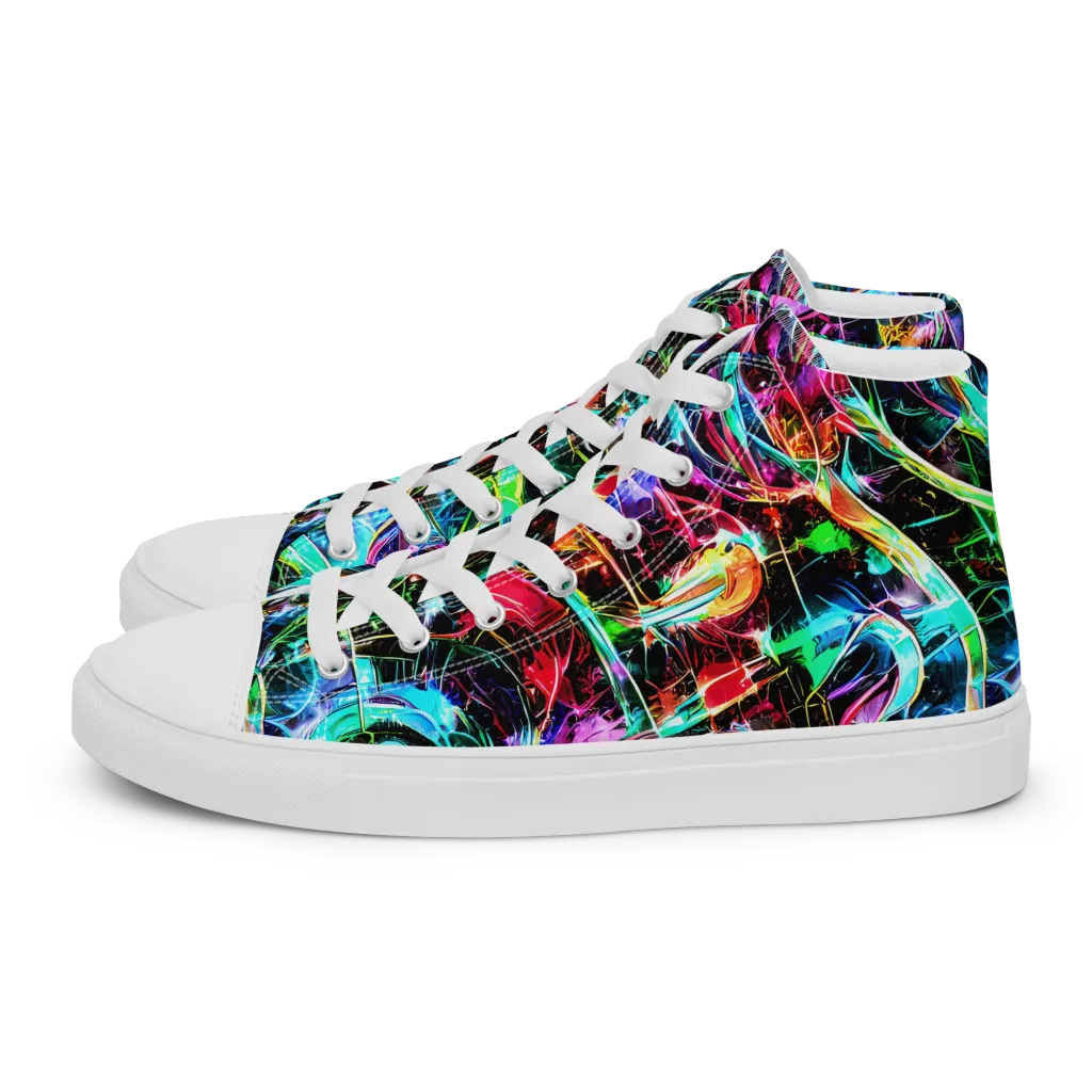 Futuristic Fever on Men's High Top Canvas Shoes — Left