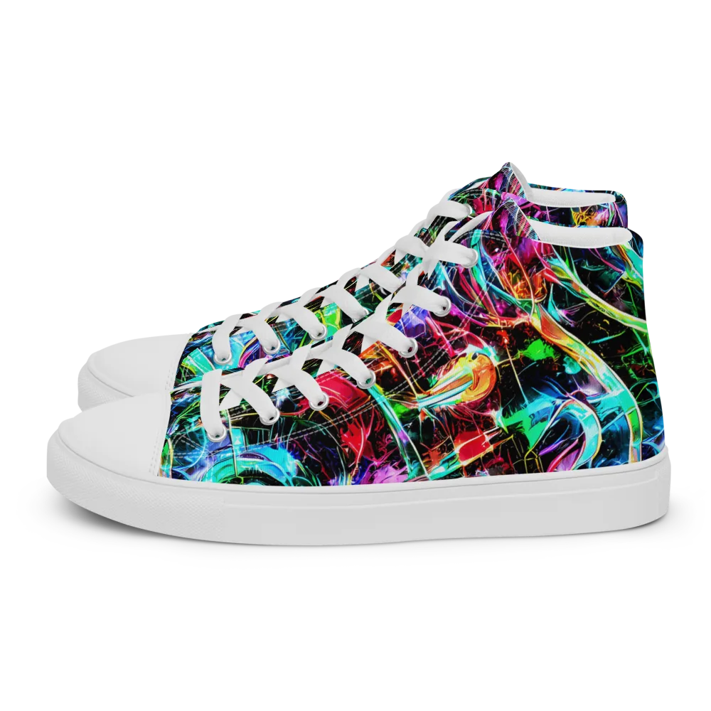 Futuristic Fever on Women's High Top Canvas Shoes — Left