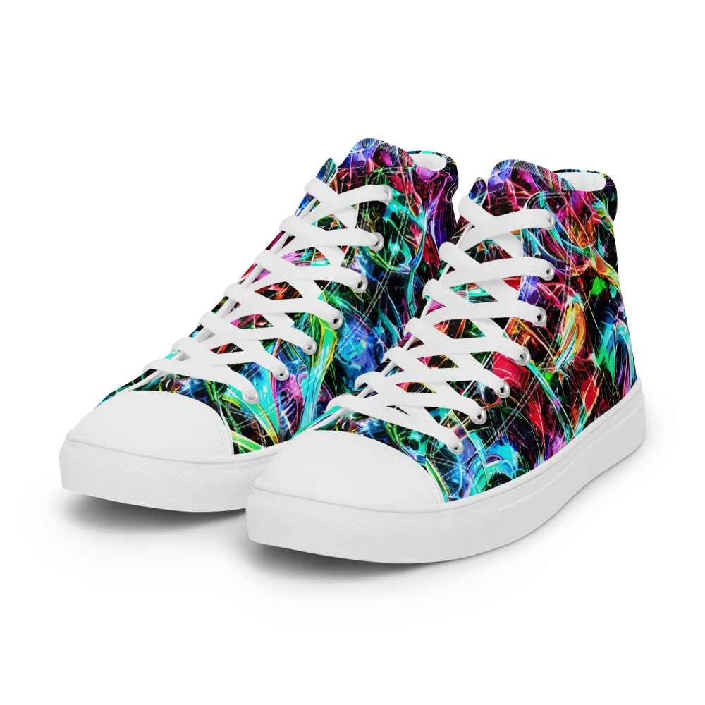 Futuristic Fever on Women's High Top Canvas Shoes — Left Front