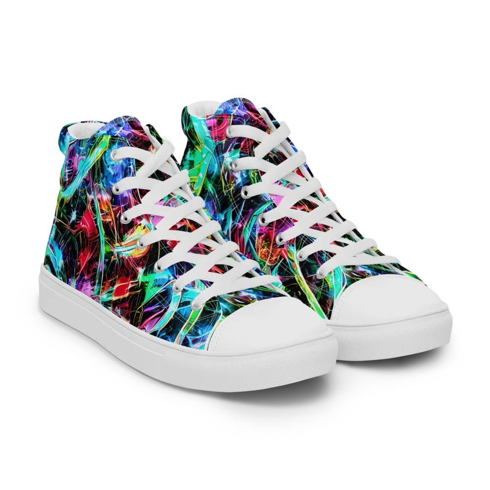 Futuristic Fever on Women's High Top Canvas Shoes — Right Front