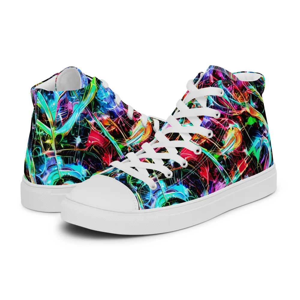 Futuristic Fever on Women's High Top Canvas Shoes — Left
