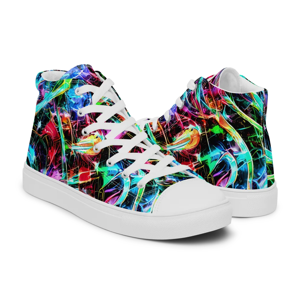 Futuristic Fever on Women's High Top Canvas Shoes — Right