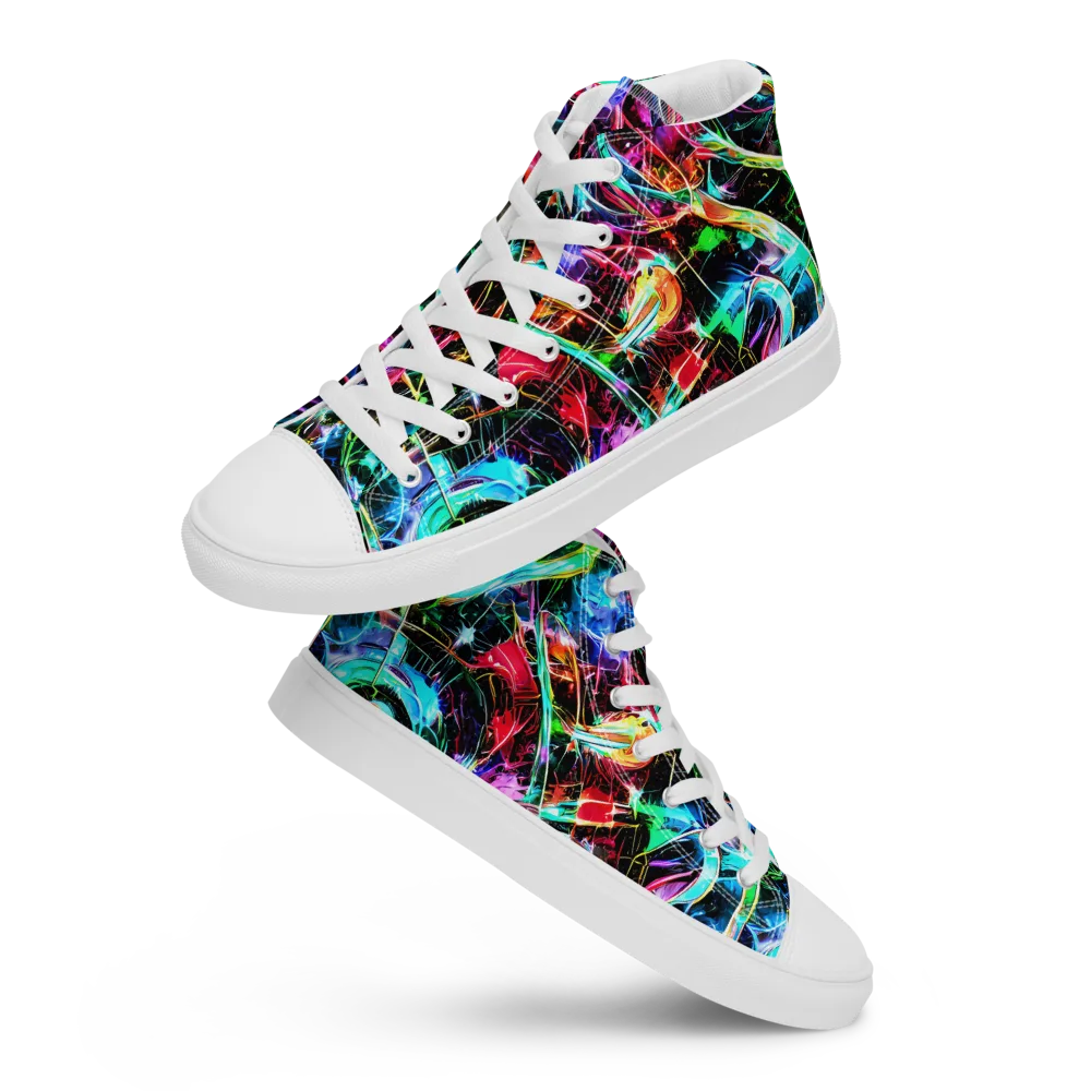 Futuristic Fever on Women's High Top Canvas Shoes — Front