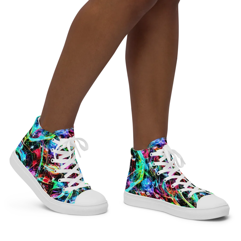 Futuristic Fever on Women's High Top Canvas Shoes — Right