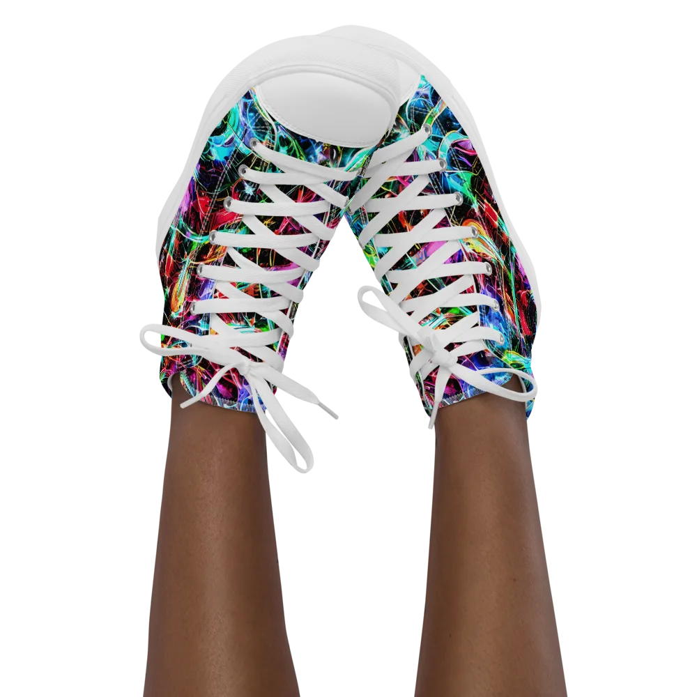 Futuristic Fever on Women's High Top Canvas Shoes — Front