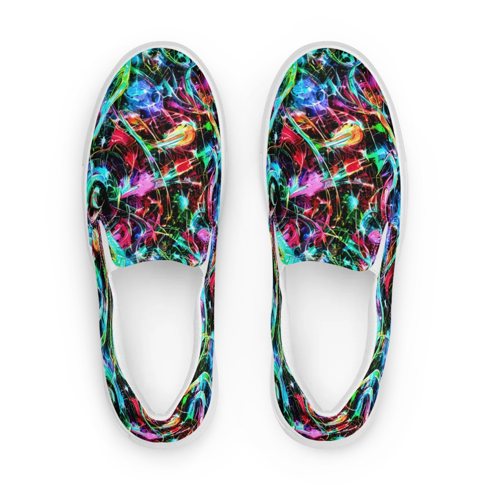 Futuristic Fever on Men's Slip-On Canvas Shoes — Front