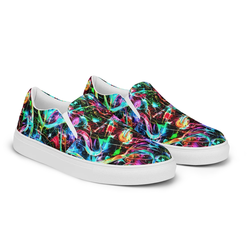 Futuristic Fever on Men's Slip-On Canvas Shoes — Right Front