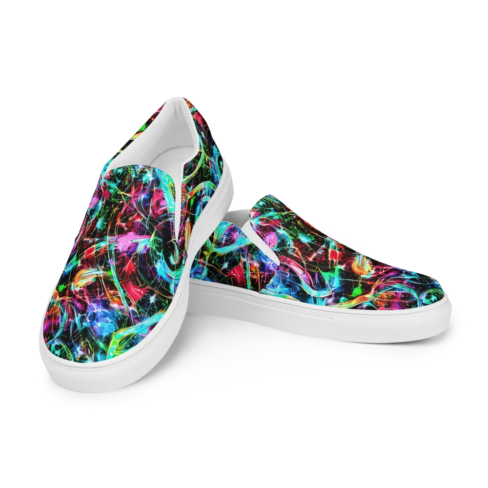 Futuristic Fever on Men's Slip-On Canvas Shoes — Left Front