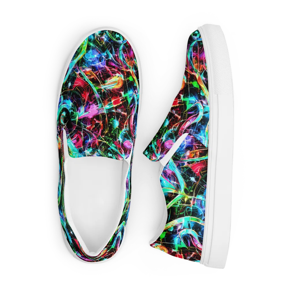 Futuristic Fever on Men's Slip-On Canvas Shoes — Front