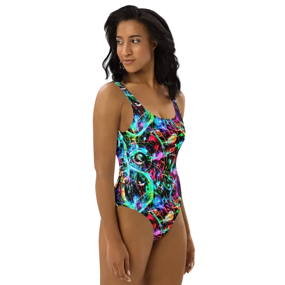 Futuristic Fever on One-Piece Swimsuit — Right